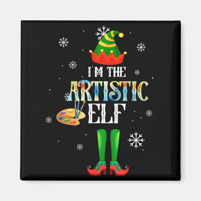 The Artistic Elf Squad Elf Family Christmas Pajama Magnet (Vorne)