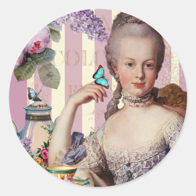 Thé au Petit Trianon - Rose Runder Aufkleber (Vorderseite)