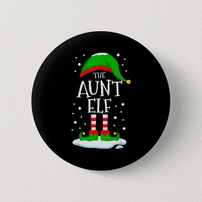 The Aunt Elf Christmas Family Matching Xmas Auntie Button (Vorderseite)