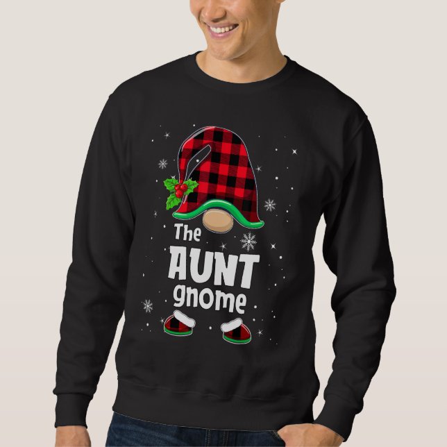 The Aunt Gnome Buffalo Plaid Christmas Matching Fa Sweatshirt (Vorderseite)