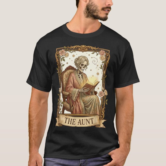 The Aunt Tarot Card Women Skeleton Aunty Book Love T-Shirt (Vorderseite)