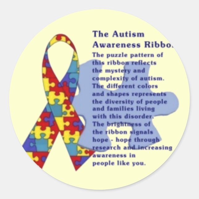 "The Autism Awareness Ribbon" Runder Aufkleber (Vorderseite)