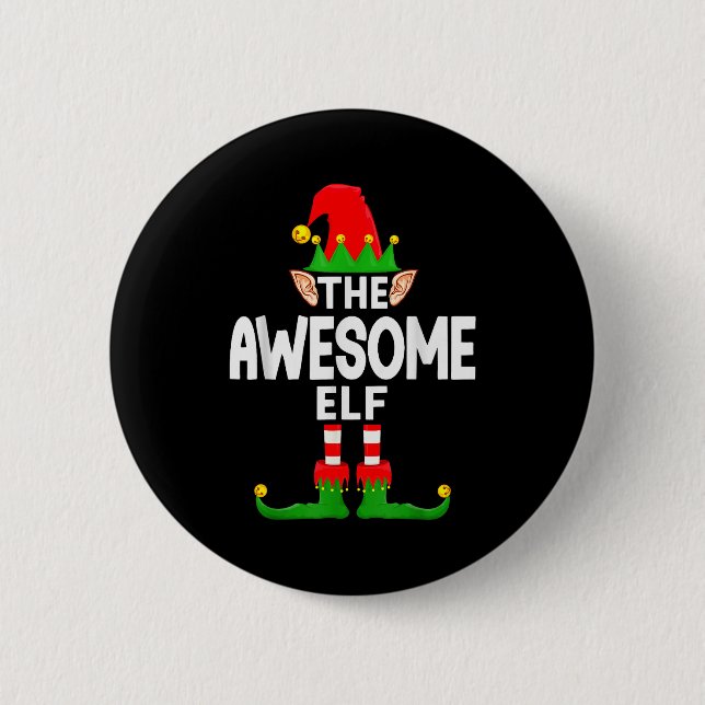 The Awesome Elf Family Christmas Pajama Party  Button (Vorderseite)