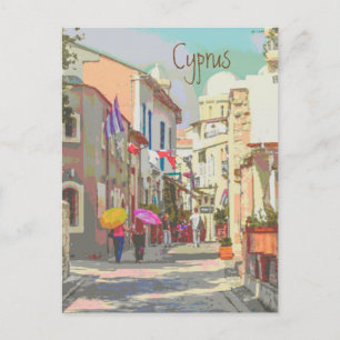 The Back Streets of Cyprus Travel Poster Style Postkarte