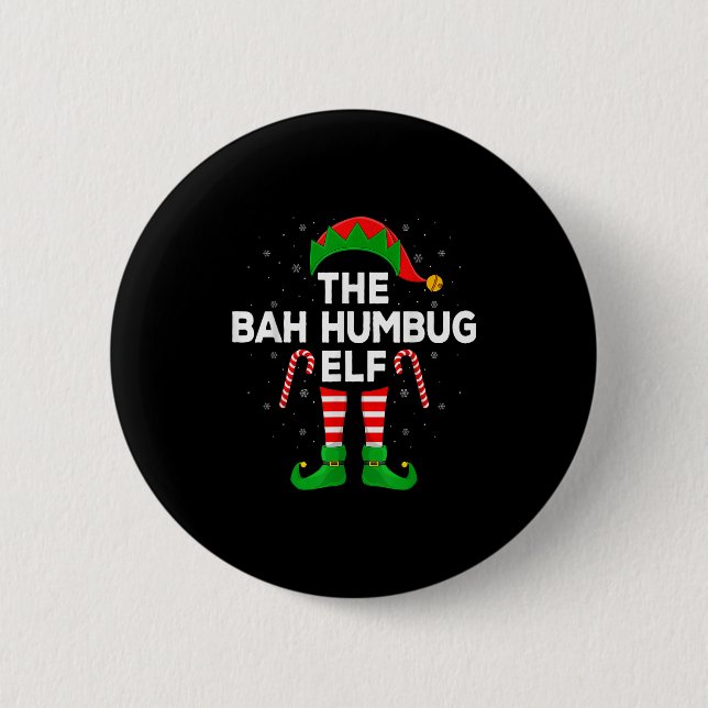 The Bah Humbug Elf Xmas Matching Family Elf Christ Button (Vorderseite)
