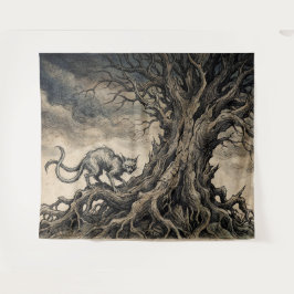 The Bakeneko Under Gnarled Branches Wandteppich