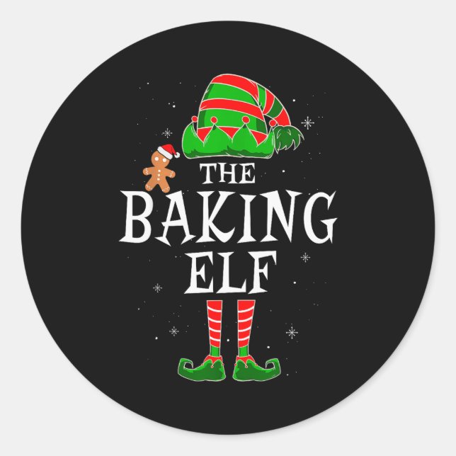 The Baking Elf Group Matching Family Christmas Coo Runder Aufkleber (Vorderseite)
