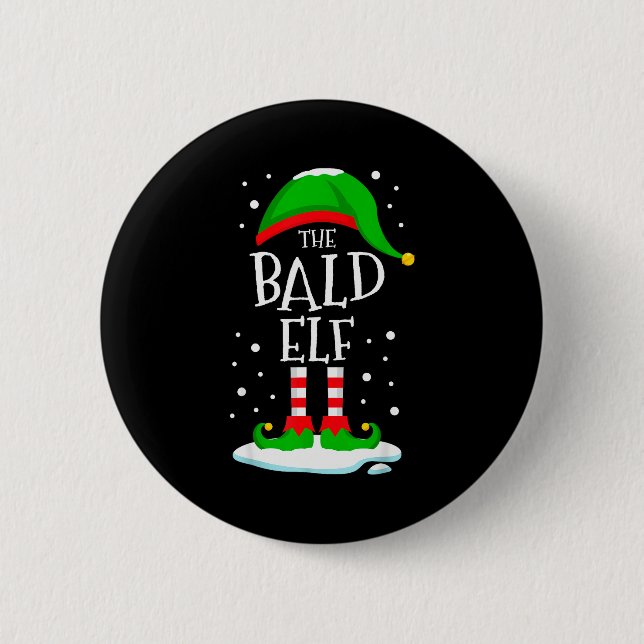 The Bald Elf Christmas Family Matching Xmas Group  Button (Vorderseite)