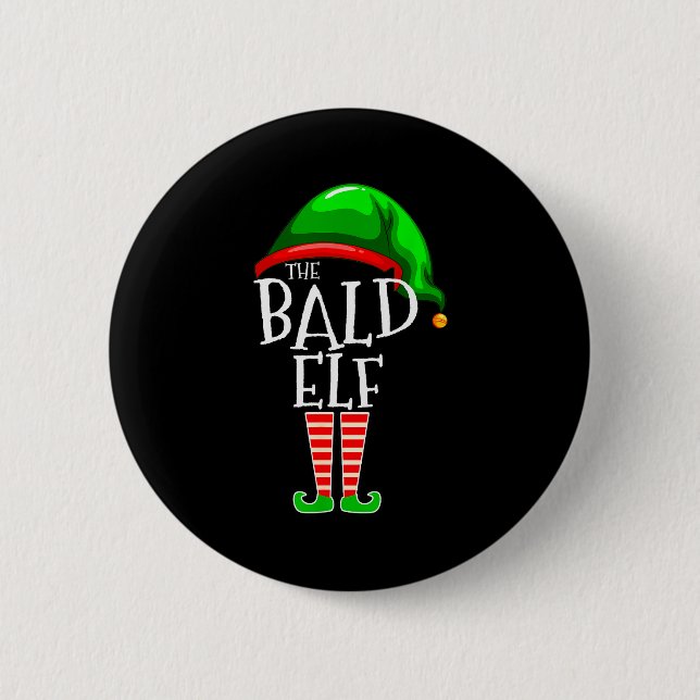 The Bald Elf Family Matching Group Christmas Gift  Button (Vorderseite)
