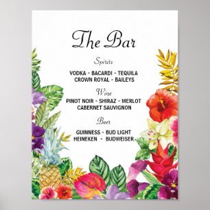 The Bar Aloha Luau Event Sign Wedding Reception Poster