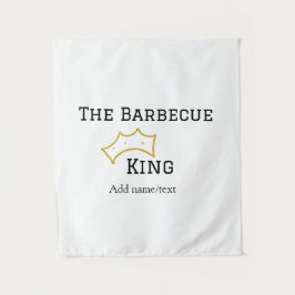 The Barbecue king crownadd name text cooking best  Wandteppich