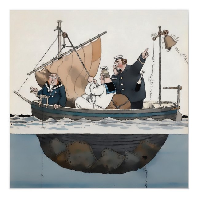 "The Barnacle Bell" von W. Heath Robinson Fotodruck (Vorne)