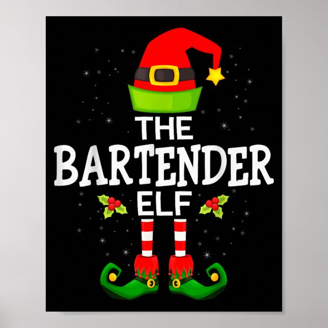 The Bartender Elf Christmas Family Matching Pajama Poster (Vorne)
