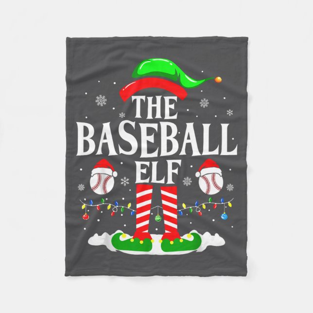The Baseball Elf Funny Christmas Srt Lovers Xmas E Fleecedecke (Vorderseite)