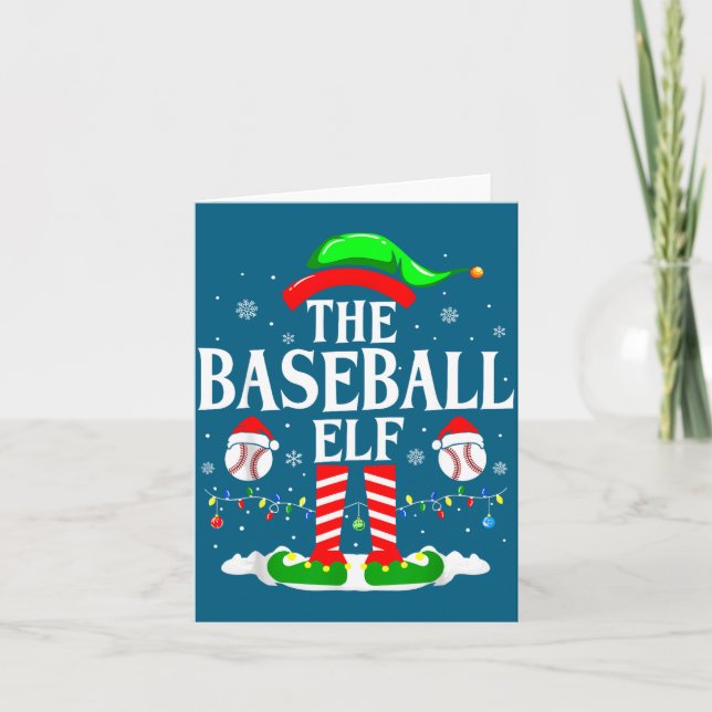 The Baseball Elf Funny Christmas Srt Lovers Xmas E Karte (Vorderseite)