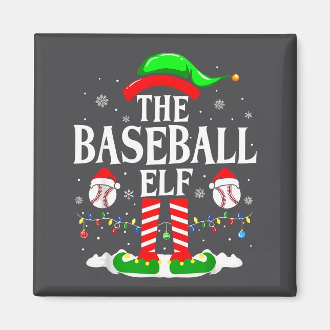 The Baseball Elf Funny Christmas Srt Lovers Xmas E Magnet (Vorne)
