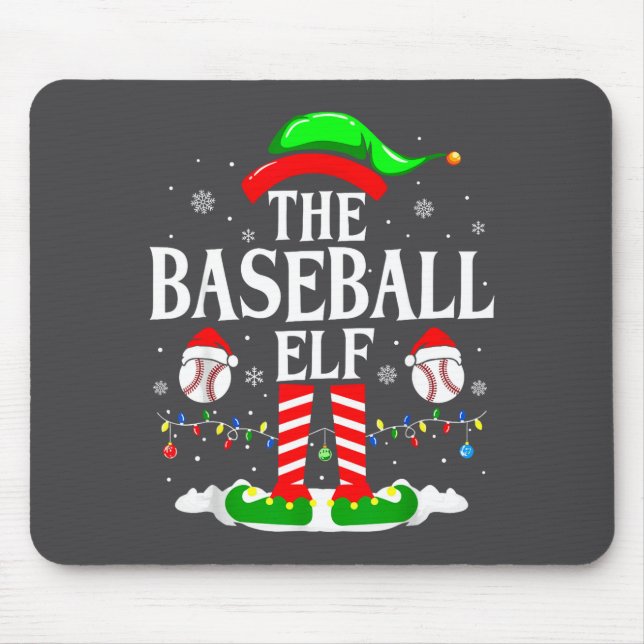 The Baseball Elf Funny Christmas Srt Lovers Xmas E Mousepad (Vorne)