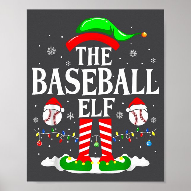 The Baseball Elf Funny Christmas Srt Lovers Xmas E Poster (Vorne)