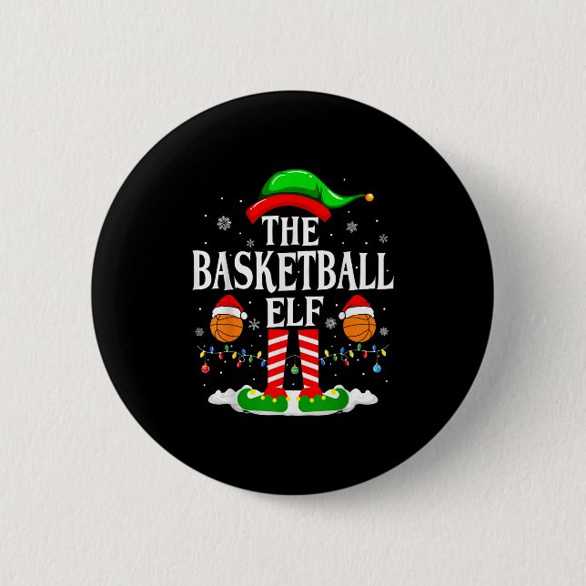The Basketball Elf Bball Xmas Basketball Christmas Button (Vorderseite)