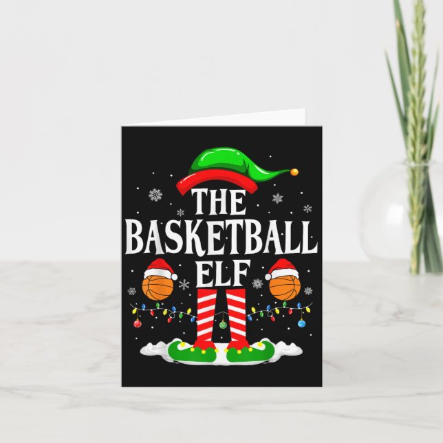 The Basketball Elf Bball Xmas Basketball Christmas Karte (Vorderseite)