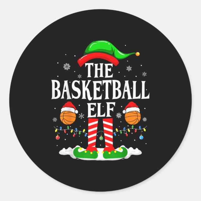 The Basketball Elf Bball Xmas Basketball Christmas Runder Aufkleber (Vorderseite)