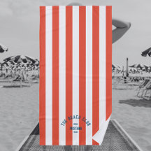 The Beach Club Blue Crest OrangeRed Cabana Stripe 