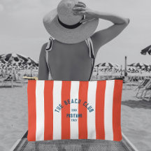 The Beach Club Crest Orange Red Cabana Stripe