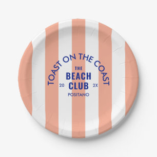 The Beach Club Toast On The Coast Rosa Streifen Pappteller