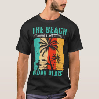 The Beach is Happy Place Surfer Lifestyle Summer T-Shirt