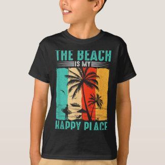 The Beach is Happy Place Surfer Lifestyle Summer T-Shirt