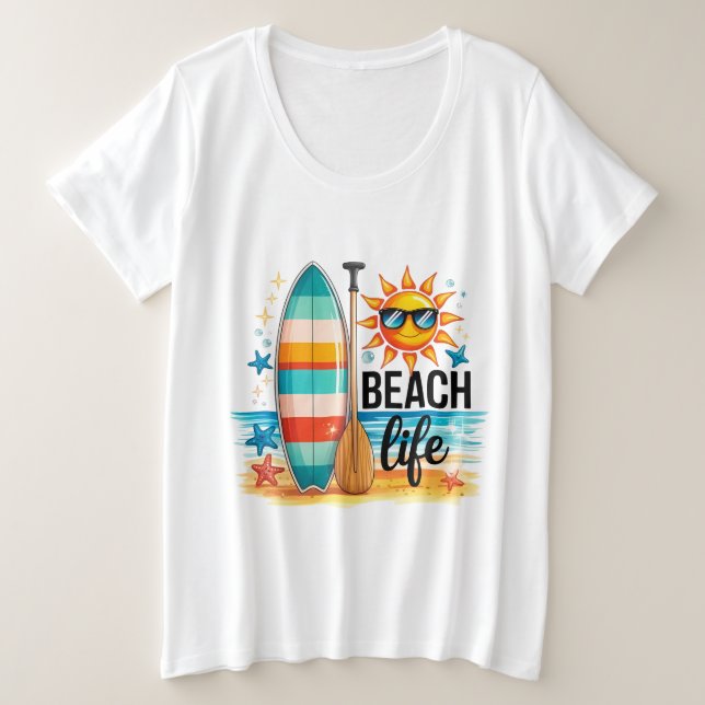The Beach Life  Große Größe T-Shirt (Design vorne)