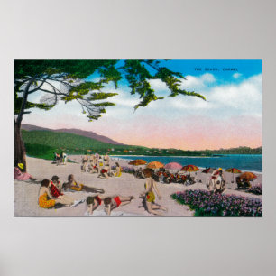 The Beach Scene at Carmel, Kalifornien Poster