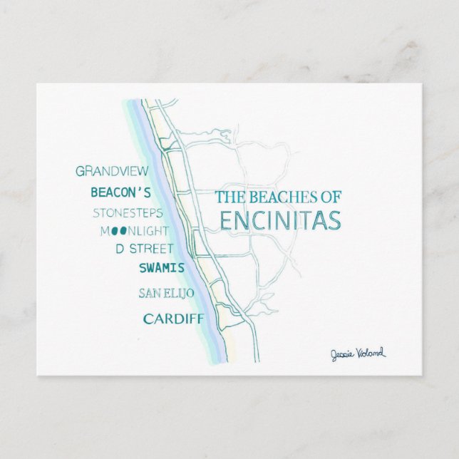 The Beaches of Encinitas Tote Bag - San Diego Postkarte (Vorderseite)