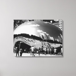 The Bean | Chicago in Schwarzweiß-Landschaft Leinwanddruck