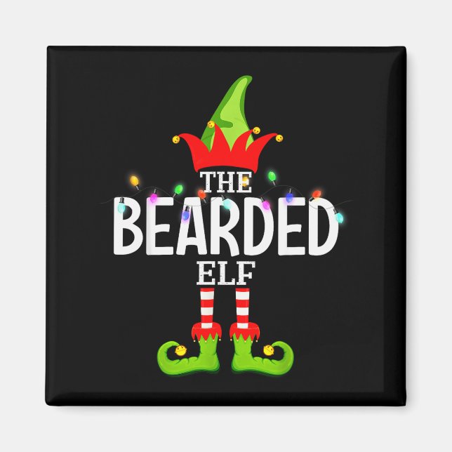 The Bearded Elf Christmas Matching Pajamas  Magnet (Vorne)