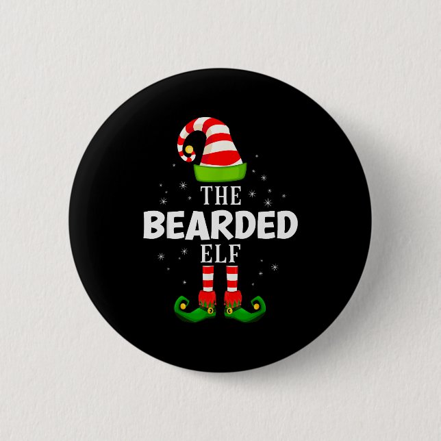 The Bearded Elf Christmas Pjs Matching Pajama  Button (Vorderseite)
