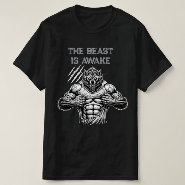 The Beast Is Awake - Werewolf Gym Motivation T-Shirt (Design vorne)