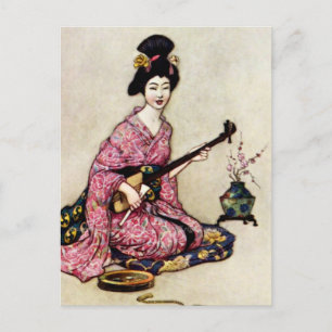 "The Beautiful Dancer of Yedo" von Warwick Goble Feiertagspostkarte