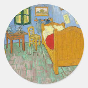 The Bedroom, Vincent Van Gogh - ,(1889) Runder Aufkleber