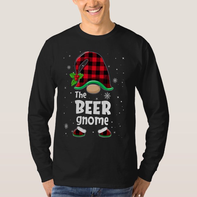 The Beer Gnome Buffalo Plaid Christmas Matching Fa T-Shirt (Vorderseite)