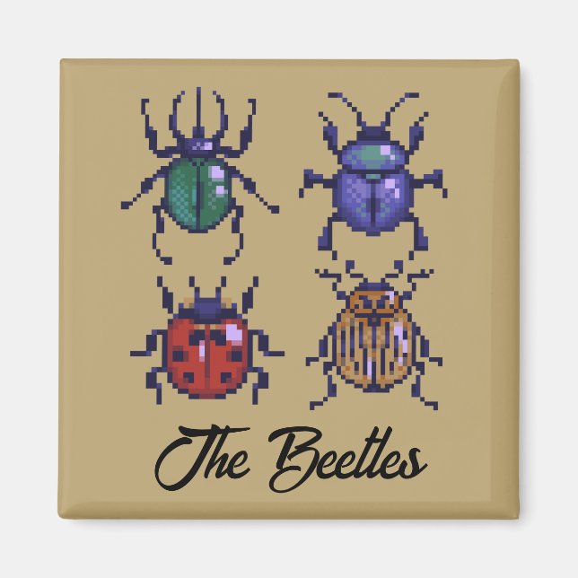 The Beetles, pixelart Magnet (Vorne)