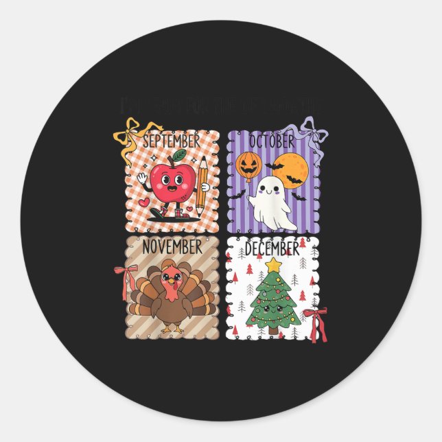 The ber Months Back To School Halloween Thanksgivi Runder Aufkleber (Vorderseite)