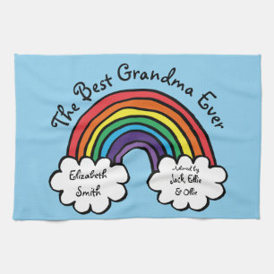 The Best Grandma Granny Ever Rainbow Blue Geschirrtuch