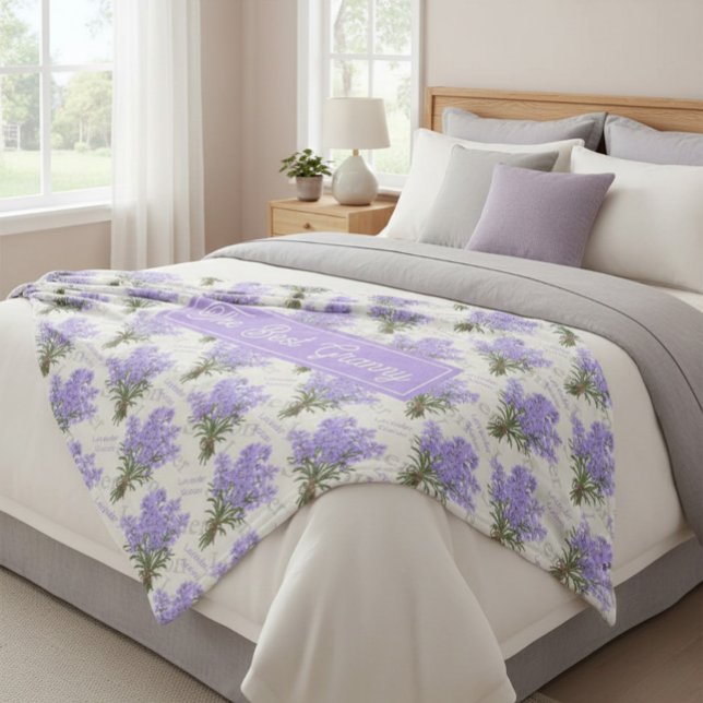 The Best Granny Lavender Floral Cozy Fleece Blanke (Von Creator hochgeladen)