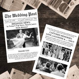 The Best Newspaper Foto Wedding Danke Card
