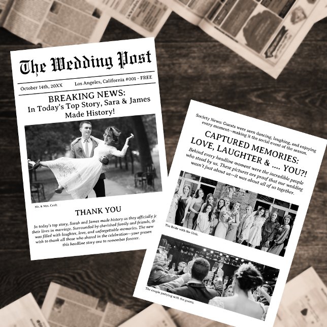 The Best Newspaper Foto Wedding Danke Card (Von Creator hochgeladen)