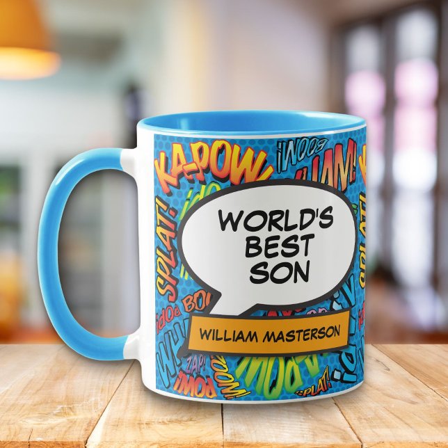 The Best Son Fun Retro Comic Pop Kunst, Dichtung u Tasse (World's Best Son Fun Retro Comic Book Pop Art Mug)