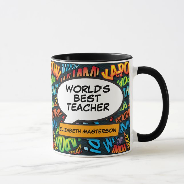 The Best Teacher Fun Retro Comic Book Modern Tasse (Rechts)