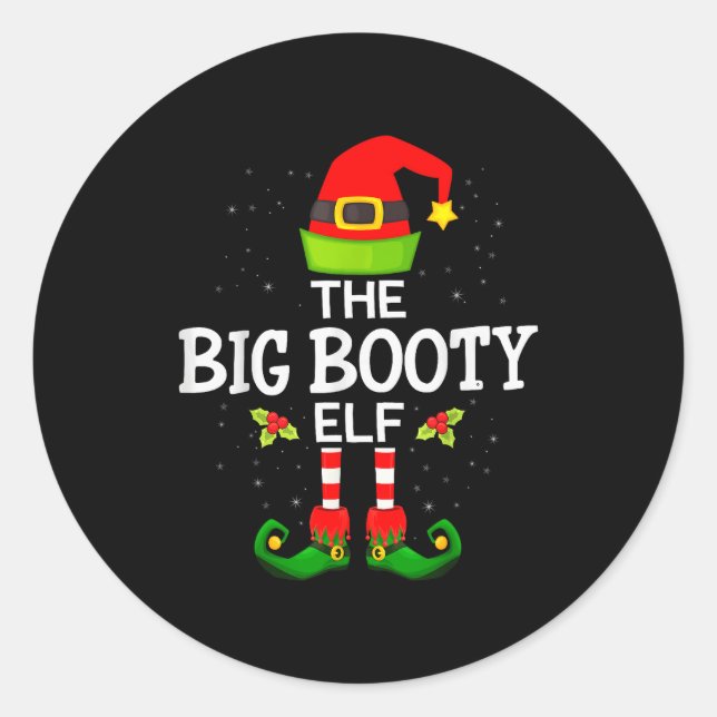 The Big Booty Elf Christmas Family Matching Pajama Runder Aufkleber (Vorderseite)