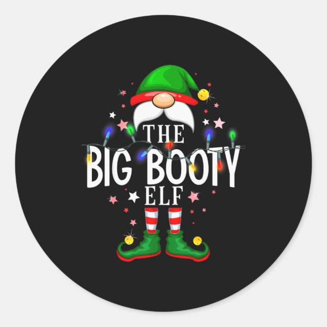 The Big Booty Elf Christmas Family Pajama Party  Runder Aufkleber (Vorderseite)